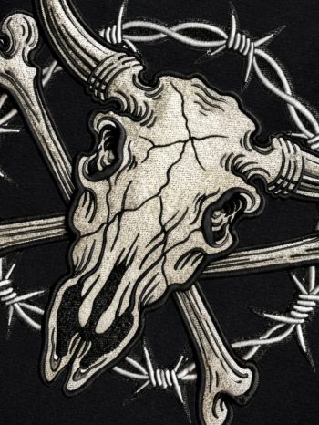 Embroidered Animal Buffalo Skull Design